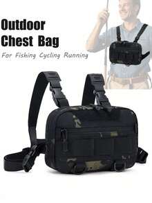 战术胸挂包，户外运动胸包，跑步小背包（可调节），透气设计钓具收纳包，徒步、狩猎、钓鱼、跑步侦察装备包