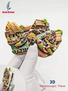 1 szt. 3D tłoczony magnes na lodówkę z motywem Tajlandii, kreatywna dekoracyjna naklejka magnetyczna, wyjątkowa pamiątka z podróży, kreatywny wystrój domu, pamiątkowy prezent kolekcjonerski z podróży