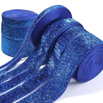 7-38mm Dark Blue Color Sparkly Velvet Ribbon For Ribbon Christmas Gift Wrapping Holiday Decoration Colorful Onion Velvet Glitter Webbing