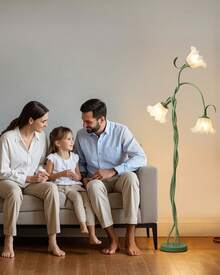 RAINBEAN Flower Standing Lamp For Bedroom - 3 Color Temperatures Decorative Flower Tall Floor Reading Lamp With Flexible Gooseneck For Bedroom Living Room Office Corner (Green) - Xem 8