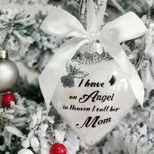 1 peça de enfeite de Natal transparente em forma de bola de penas, "Tenho um anjo no céu", enfeite memorial para pai, mãe, avó e avô, enfeite de Natal para pendurar na árvore de Natal em memória de um ente querido falecido. - Multicolorido - Ver 15