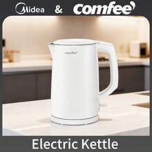Midea Home Appliances 1.7L Electric Kettle, Fast Boil 1500W Stainless Steel, Dual-Level Lid For Easy Filling & Cleaning, Auto Shut-Off & Boil-Dry Protection, Silver, Household Tea & Coffee Kettle, Perfect For Daily Use, Quick Boiling, Durable - 白色 - 查看 8
