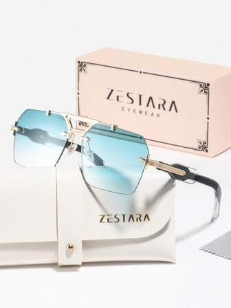 1 Pair Men's Metal Frame Shield Shaped Fashion Glasses, Stylish Street Fashion Suitable For Casual, Dating, Skateboarding, Street Photography