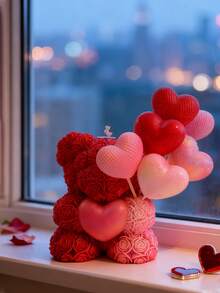 2件套可爱3D立体玫瑰泰迪熊硅胶模具套装 – 手捧爱心/条纹针织爱心设计，可重复使用，适用于DIY香薰蜡烛/石膏/树脂/陶瓷工艺品，是婚礼回礼/烛光晚餐装饰/乔迁新居的完美之选，也是DIY手工爱好者的理想之选。 - 白色 - 查看 3