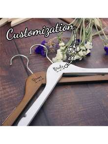 Custom Wedding Dress Hanger Personalized Wedding Hanger Personalized Wedding Hanger Carving Name And Date Bride Shower Gift - Multicolor - View 10