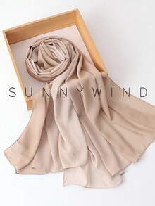 1pc Women's Solid Color Polyester Simple Elegant Scarf, For Daily Use,Beach,Holiday,Travel Essential,Holiday - Light Camel - View 3
