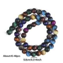 خرز زجاجي ملون بعين النمر بقياسات 6/8/10/12 مم، دائري ناعم، فضفاض لصنع الأساور والعقود والمجوهرات DIY - متعدد الألوان - مشاهدة 10