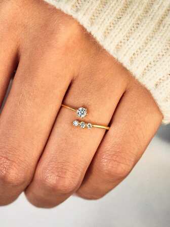 1 pieza Anillo de plata de ley 925 con circonita cúbica romántico, joyería de boda para mujer, joyería fina