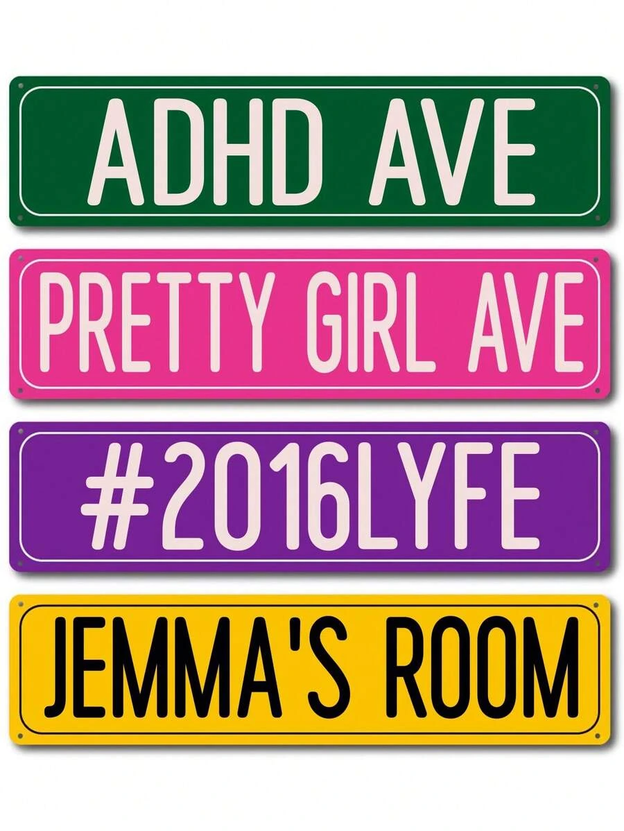 1pc Personalized Custom Metal Street Sign Vintage Custom Street Metal Signs Custom Street Road Signs Metal Signs Arrows Outdoor Text Signs Custom Gifts 16X4 Inch,Customized Signs & Plaques,Home Refresh,Festive Calendar