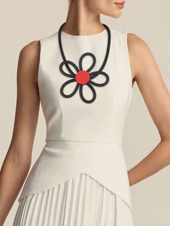 MARLIWOO 1 pieza Collar con colgante de flor hueca de moda, estilo vintage bohemio para mujer