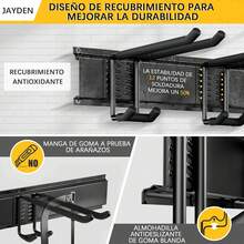 Jayden Estante de Almacenamiento para Sillas Plegables - Organizador de Herramientas de Jardín, Estante de Pared para Herramientas de Garaje/Jardín, 8 Ganchos, Negro - 1 - Ver 4