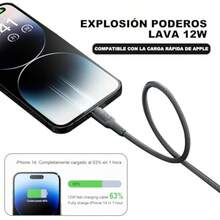 Cable Nylon Trenzado USB Carga 2M Cable USB A Lightning para iPhone 14/13/13 Pro Max/12/12 Pro/11/XS MAX/8 Plus iPad Pro Air Pro iPod Gris - como en la foto - Ver 4