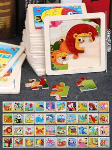 1/4/8/12/24/40片装儿童9片木制拼图玩具，完美的圣诞礼物，儿童拼图，幼儿园早教教具，适合所有年龄段自闭症儿童，理想的节日礼物