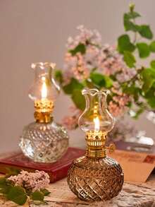1pc Vintage Crystal Kerosene Lamp, Antique Oil Lamp For Indoor Use (Liquid Not Included), Retro Home Decor Garden Decor Lamp Shade, Christmas Gift, Halloween Gift, Back To School Gift, Living Room Bedroom Decoration - Decorative Lights - View 12