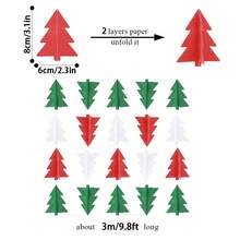 1 pieza Guirnalda de árbol de Navidad 3D - Decoraciones colgantes de fiesta rojas, blancas y verdes, bandera de papel festiva para el árbol de Navidad, decoración del hogar y la oficina para Navidad - Suministros de fiesta de Feliz Navidad