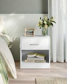 VASAGLE Side Table, Nightstand, End Table, With Drawer, Open Compartment, Handle, For Bedroom, Living Room, Ink Black MLET619T56 - White - View 8