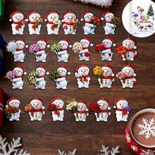Advent Calendar for Kids 24 Days Christmas Count Down Calendar with Hanging 2D Snowman Ornaments - Verde Oliva - Ver 2