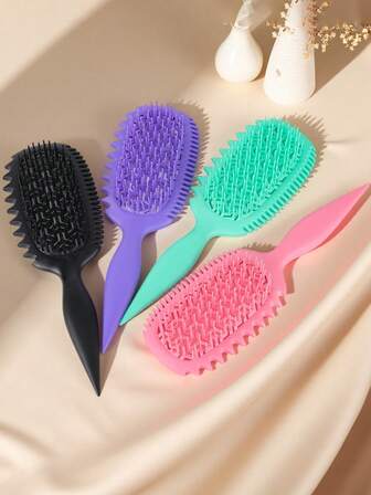 Alisa cada rizo con este cepillo definidor de rizos con espalda acanalada - Cerdas suaves y flexibles para cabello rizado húmedo/seco, diseño de masaje antinudos