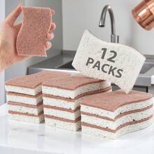 Esponja para Trastes 12 PCS, Esponja Natural para Trastes,Fibras para Traste Pulpa de Madera,Estropajo para Traste Cepillo para Cocina,Estropajo Natural Biodegradables,Secado Rápido,sin Olor - 1 - Ver 2