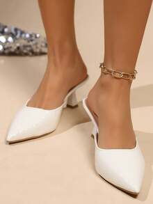Women's Fashion White Pointed Toe Snake Skin Pattern Stiletto Heel Party/Holiday Gift Shoes, Minimalist Elegant Outdoor 6cm High Heels For Walking, Dating - White - View 5