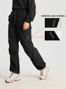 TECTOP 女士户外保暖裤，防风保暖透气防水，弹性腰带，2个大口袋，滑雪徒步裤，随机图案发货，冬季款 - 黑色 - 查看 4