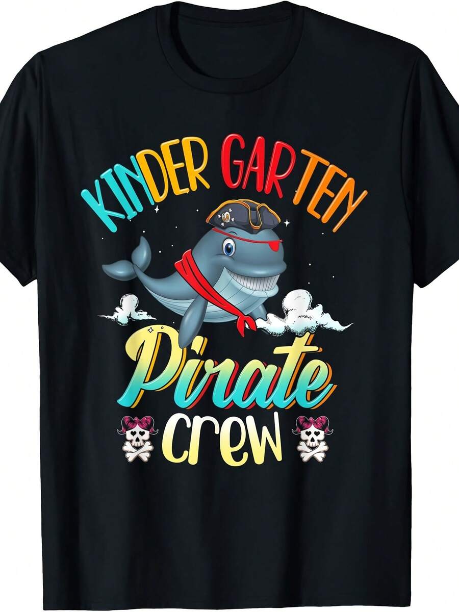 Pirate Crew Kinder Whale Kindergarten Teacher Halloween T-Shirt For  Wo Kids,Suitable As A Christmas Gift For Autumn And Winter - 款式9 - 查看 1