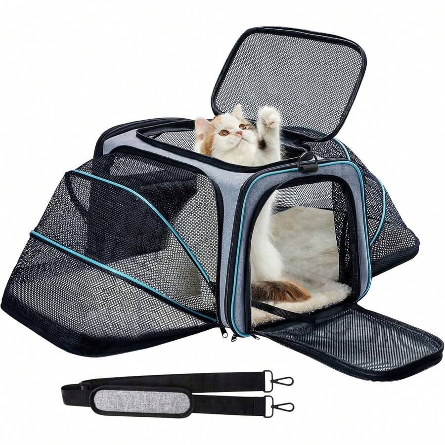 1 Stück Tragbarer Katzen-träger - Haustier-tragebeutel, Handtasche-haustierträger, Haustierrucksack, Leichter Faltbarer Atmungsaktiver Haustier-Rucksack für Katzen und Kleine Hunde Tragbare Transporttasche, Transportbox Hundetragetasche Katzentragetasche - Grau - Übersicht 1