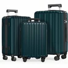 Luggage Sets 3 Piece 100% PC Ultra Tough Hardside Expandable Suitcases Sets With TSA Approved Lock Double Spinner Wheels 20in/24in/28in Dark Green - DarkGreen - View 1