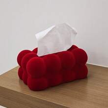 2026 New Explosion Popular Flocked Cloud Luxury Paperboard Desktop Organizer, Flocked Burgundy Cloud Tissue Box, Ins Gift - Multicolor - View 7