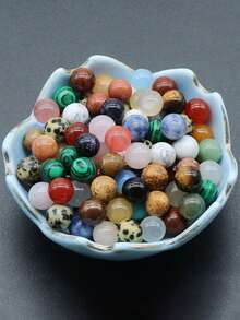 Hạt đá quý tự nhiên 8mm, nhiều hình dạng tròn khác nhau, thích hợp để làm đồ trang sức, vòng cổ, vòng tay, bông tai và các vật trang trí kết hợp nhiều chất liệu. - Nhiều màu - Xem 3