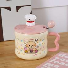 1 Set Cute High-Quality Mug With Lid & Spoon, Coffee Cup For Home, School, Office, Self-Use Or Gift