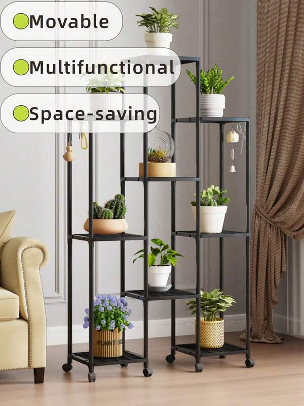 Estantería móvil para plantas de 3 a 9 niveles, estantería de almacenamiento de plantas de interior de varias capas para balcón, sala de estar, elemento imprescindible para crear un rincón verde, decoración del hogar