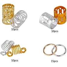 90 Piezas De Anillos De Trenza Para El Cabello, Accesorios Para El Cabello De Metal Plateado Dorado, Pinzas Para El Cabello De Tres Capas, Decoración De Bucles Para Mujeres Y Niñas(default) - Multicolor - Ver 10