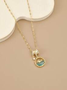 1pc Cute Stainless Steel Ocean Whale Pendant Necklace, Gold Jewelry, Gold Necklace, Gift, Summer Vacation, Women Jewelry - Ocean Whales - View 2