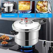 7L Olla de Presión Express de Aluminio 7 Litros de Ollas Sopa Carnes con 8 Sistemas de Antiadherente Vaporera Electrodoméstico de Cocina Compatible Estufa De Gas más para Cocina - Plateado - Ver 11