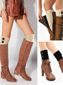 زوج من أغطية الأحذية الشتوية الدافئة للنساء، أغطية ساق الحذاء المحبوكة القصيرة، أغطية الساق الدافئة، اكسسوارات الأحذية الدافئة، أحذية خريف/شتاء، هدايا لوصيفات العروس، ديكور غرفة النوم، ديكور الشاطئ، السفر، للرجال والنساء، العطلات - متعدد الألوان - مشاهدة 2