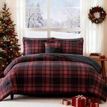King Comforter Set, Classic Red Black Plaid-Piece Bedding Set, Farmhouse Lightweight All-Season Bed In A Bag With Sheets, Pillowcases & Shams, Home Decor - 紅色 - 查看 12