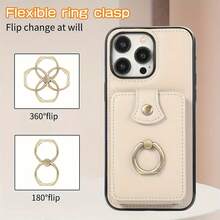 Suitable For IPhone 16 Phone Case, With Lanyard, 360 ° Rotating Ring Bracket, RFID Blocking Shockproof Protective Cover, Portable For Outdoor Use - Black - View 5