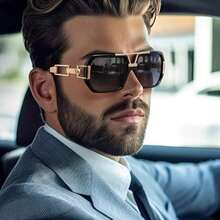 Men's Stylish Metal Frame Sunglasses - Durable Fashion Design For Outdoor & Daily Wear - 黑色 - 查看 6