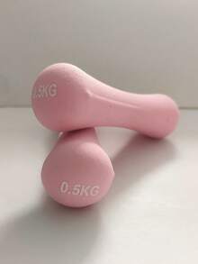 1 Pair Solid Iron Dumbbell For Women, Home Fitness & Yoga - Pink - View 9