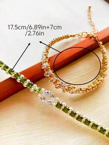 1pc Classic Zirconia Clover Bracelet, Delicate Faux Pearl & Golden Bead Accented, Sparkling Zirconia Four-Leaf Clover Women's Bracelet, Luxury & Suitable For Daily Wear And Formal Occasions