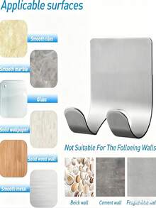 2/4pcs Razor Base, Silver Adhesive Wall Hook, No Need For Drilling, Bathroom Razor Base, Stainless Steel Door And Wall Hook, Bedroom Hat Hook, Bathroom Kitchen Bedroom Bathrobe Hook - Multicolor - View 7