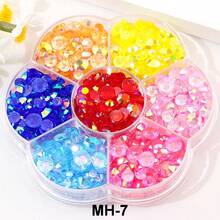2mm 3mm 4mm 5mm 6mm, 5 Sizes, Multi Colors Mix, Crystal Beads Stones, Flower Shape Box Packed, Round Flatback Rhinestones Multi Colors Crystal Gems Glue On Jewelry Beads Glass Stones Diamond 3D Pattern Design Accessories Glitter Manicure Decal Decorations For Clothes, Bag, Shoes, Cups, Phone Covers, Handicrafts, Diy Trim. - MH-1 - View 10