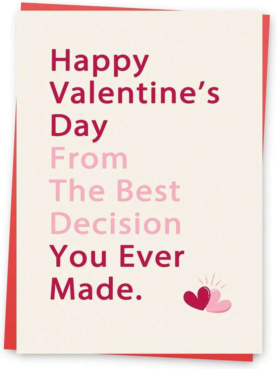Romantic Valentine's Day Card For Him Her, Funny Valentines Day Card For Husband Wife, Valentines Day Gifts For Partner, Happy Valentine's Day From The Best Decision You Ever Made - Multicolor - View 1