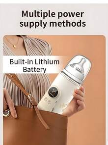 Upgraded Portable Bottle Warmer, 6 Temperature Settings, Smart Control With Night Light Display, Fast Heating, Keeps Warm For 5-8 Hours, Convenient For Feeding Baby On The Go, Portable Travel Bottle Warmer, Smart Portable Bottle Warmer - Beige - View 6