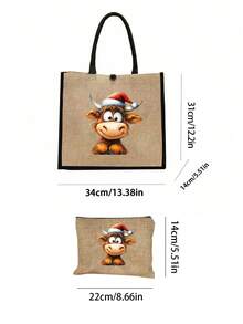 1/2 piezas Bolsa de lona con estampado de divertida vaca de las Tierras Altas de Escocia, bolsa de lona ligera y elegante con estampado, bolsa de maquillaje, bolsa de almacenamiento, bolsa de hombro espaciosa para mujer, con gran capacidad y duradera, ideal para compras, playa, viajes, trabajo, escuela o uso diario, versátil para estudiantes y tutorías, bolsas de oficina, regalo para cumpleaños, Navidad - Multicolor - Ver 12