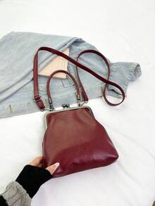Vintage New Women's Handbag, Versatile And Elegant Frame - Mouth Commuting Crossbody Bag, British - Style Simple Shoulder Bag - 酒紅色 - 查看 5