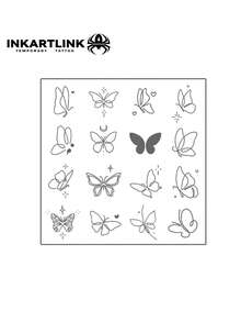 INKARTLINK 革命性科技临时纹身，半永久纹身，手部，蝴蝶图案，防水，逼真仿真纹身，植物基，神奇纹身，可持续1-2周，女士纹身 - 黑色 - 查看 4