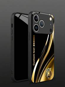 1pc Customizable Luxury Gold Tiger & Dragon Design Tempered Glass Phone Case, Compatible With IPhone 17 Pro Max/17 Air/16 Pro Max/16E/15 Pro/14 Plus/13 Pro/12 Pro Max/11/Xs Max/8/7/6 Plus, S24 Ultra/S25 Ultra/A12/A10/A05S/A21s/A23A31/A36/A51/A72, High-End Business Custom, Best Gift For Boyfriend, Girlfriend And Family - Black - View 6