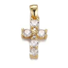 1pc Copper Micro-Inlaid Full Diamond Cross Pendant, Fashionable & Personalized Mini Charm For DIY Bracelet, Necklace, Earrings, Phone Chain, Versatile Handmade Accessory - Multicolor - View 28